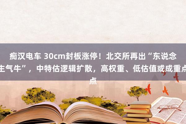 痴汉电车 30cm封板涨停！北交所再出“东说念主气牛”，中特估逻辑扩散，高权重、低估值或成重点