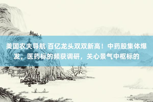 美国农夫导航 百亿龙头双双新高！中药股集体爆发，医药标的频获调研，关心景气中枢标的