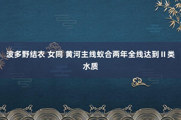 波多野结衣 女同 黄河主线蚁合两年全线达到Ⅱ类水质