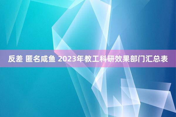 反差 匿名咸鱼 2023年教工科研效果部门汇总表